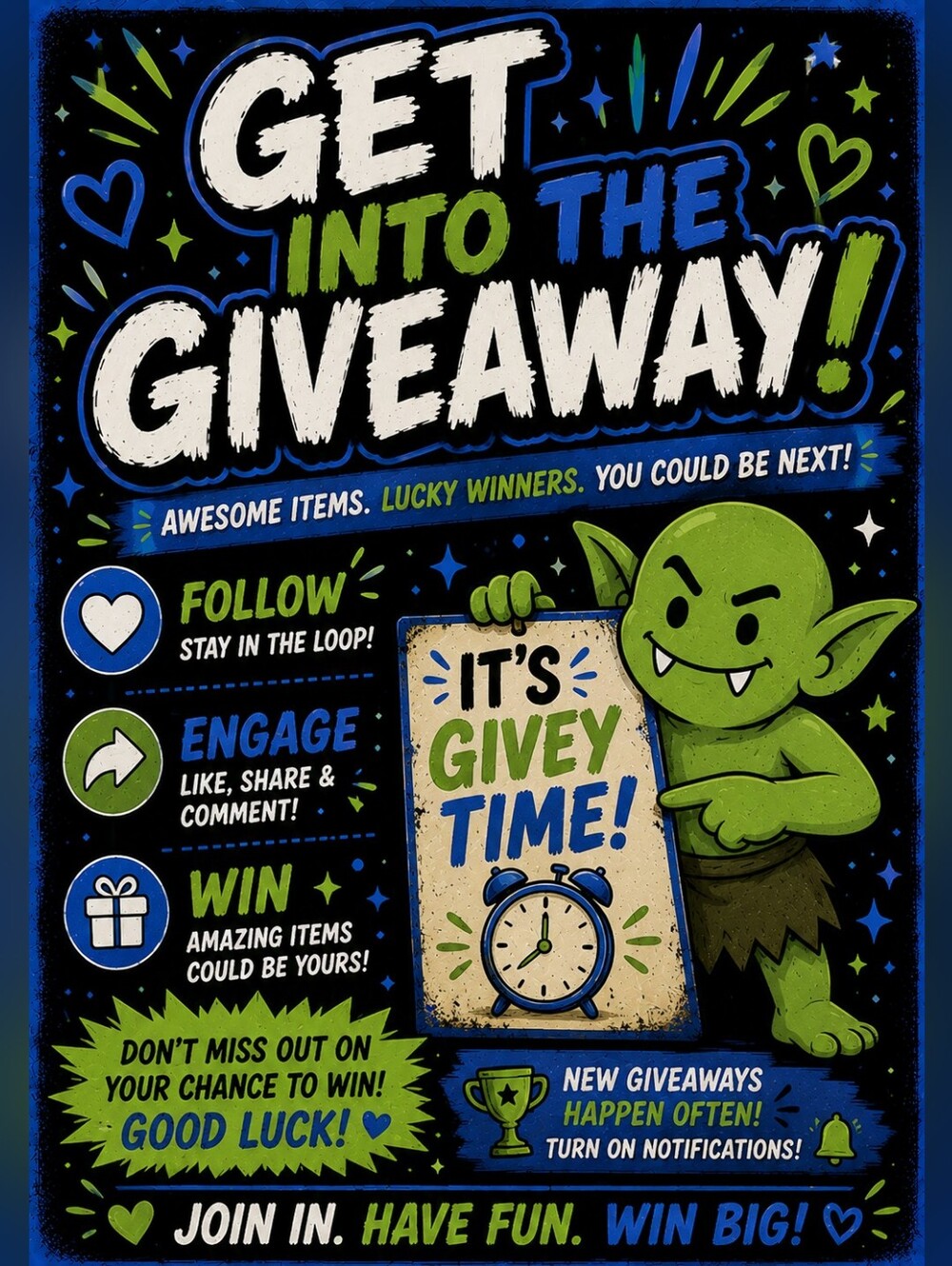 FREE SHIPPING ON ME IF YOU WIN!  BUNDLE & SAVE LOTS OF GOODIES- Dont Be A Goblin